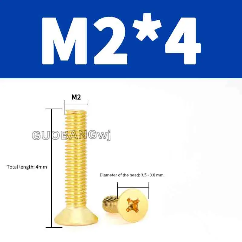 Brass Cross Countersunk Head Screws KM Flat Head Machine Screws,Anti-Rust&Corrosion Resistant,M2-M6 for Precision Instrument