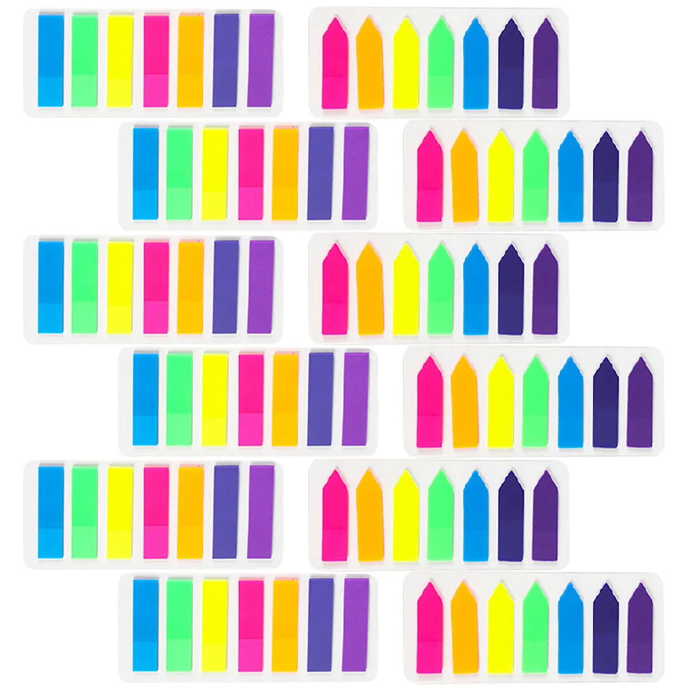 

12 set Fluorescent Sticky Index Stickers 12 Sets PET Page Index Markers Page Markers Notebook Books Magazines Folders