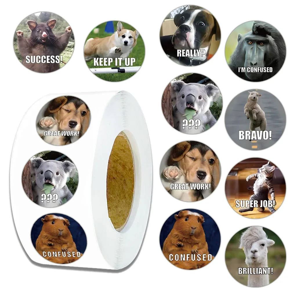 สติกเกอร์พิมพ์ลายกรงเล็บหมีสีสันสดใสน่ารักสร้างสรรค์500ชิ้นรอยเท้าแมวสุนัขป้ายซองจดหมายของตกแต่งเครื่องเขียนสำหรับนักเรียน