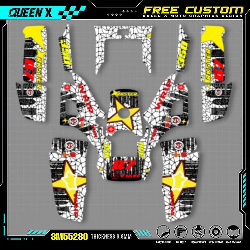 

Queen X MOTOR For YAMAHA WARRIOR 350 Full Fairing Motorcycle Graphics Decals Stickers Kits 003