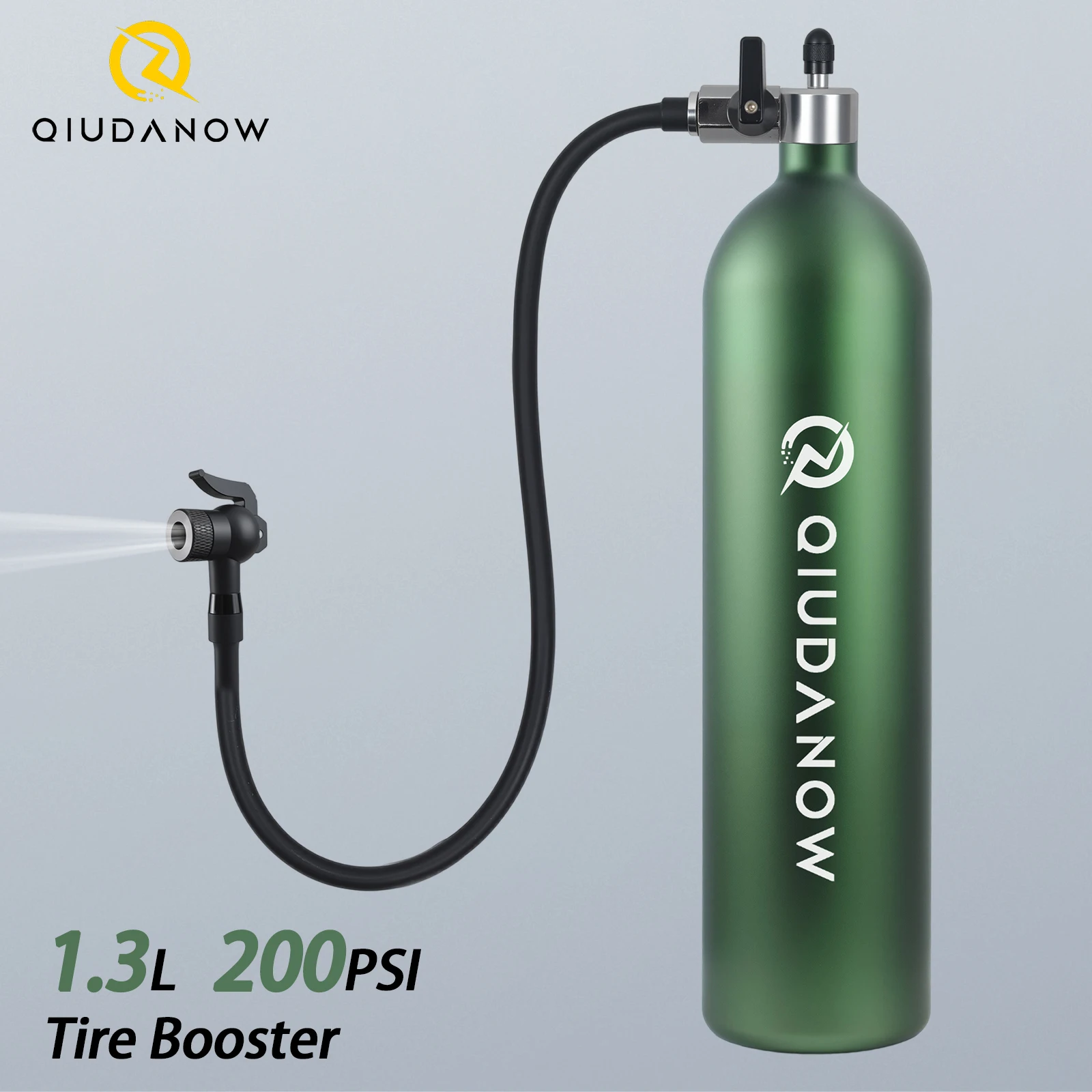 

1.3L Aluminum Alloy Reinflatable Air bottle 200PSI with Presta and Schrader valves fit MTB & Road bike gas storage and release