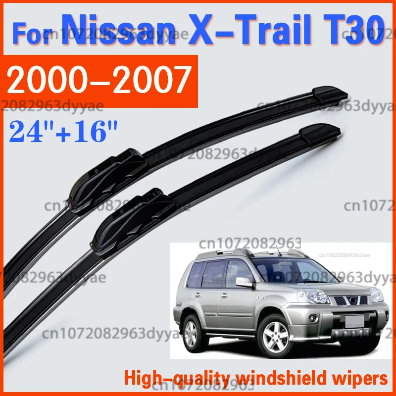 For Nissan X-Trail T30 2000-2007 Car Wiper U-type Soft Rubber Boneless Wiper HD Quiet Durable Automotive Wiper 24