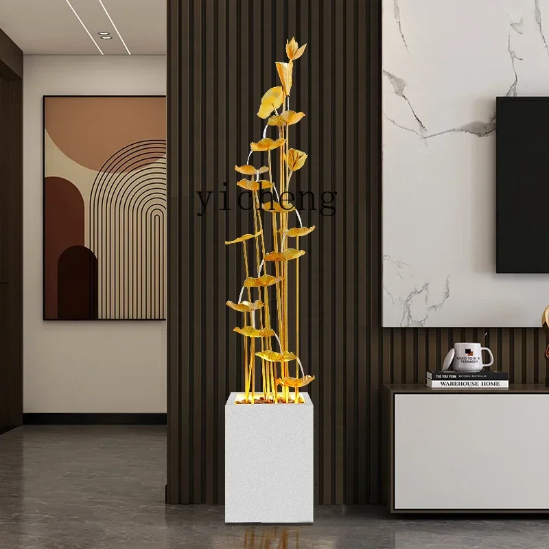 

L14-living room flowing water fountain ornament floor decoration light luxury gold creative landscape indoor lotus water feature