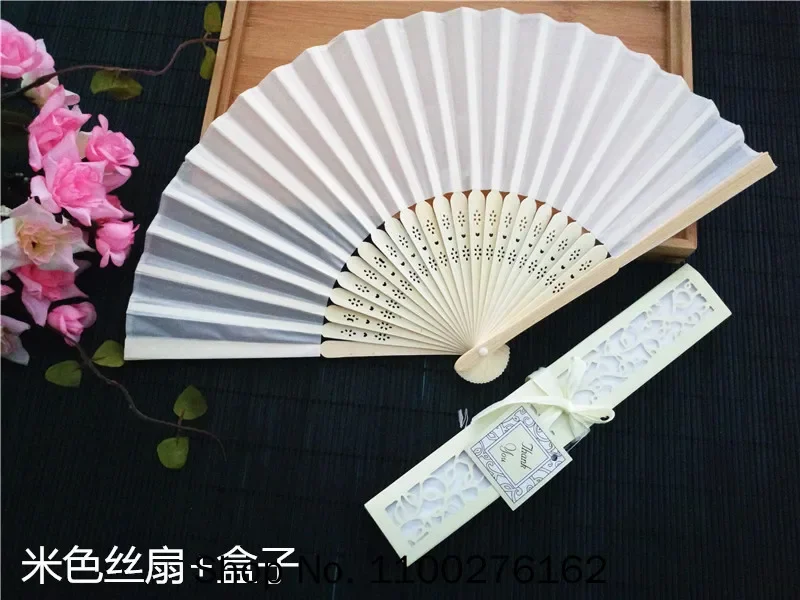 80pcs/lot  Personalized Luxurious Silk Fold hand Fan in Elegant Laser-Cut Gift Box  +Party Favors/wedding Gifts+printing