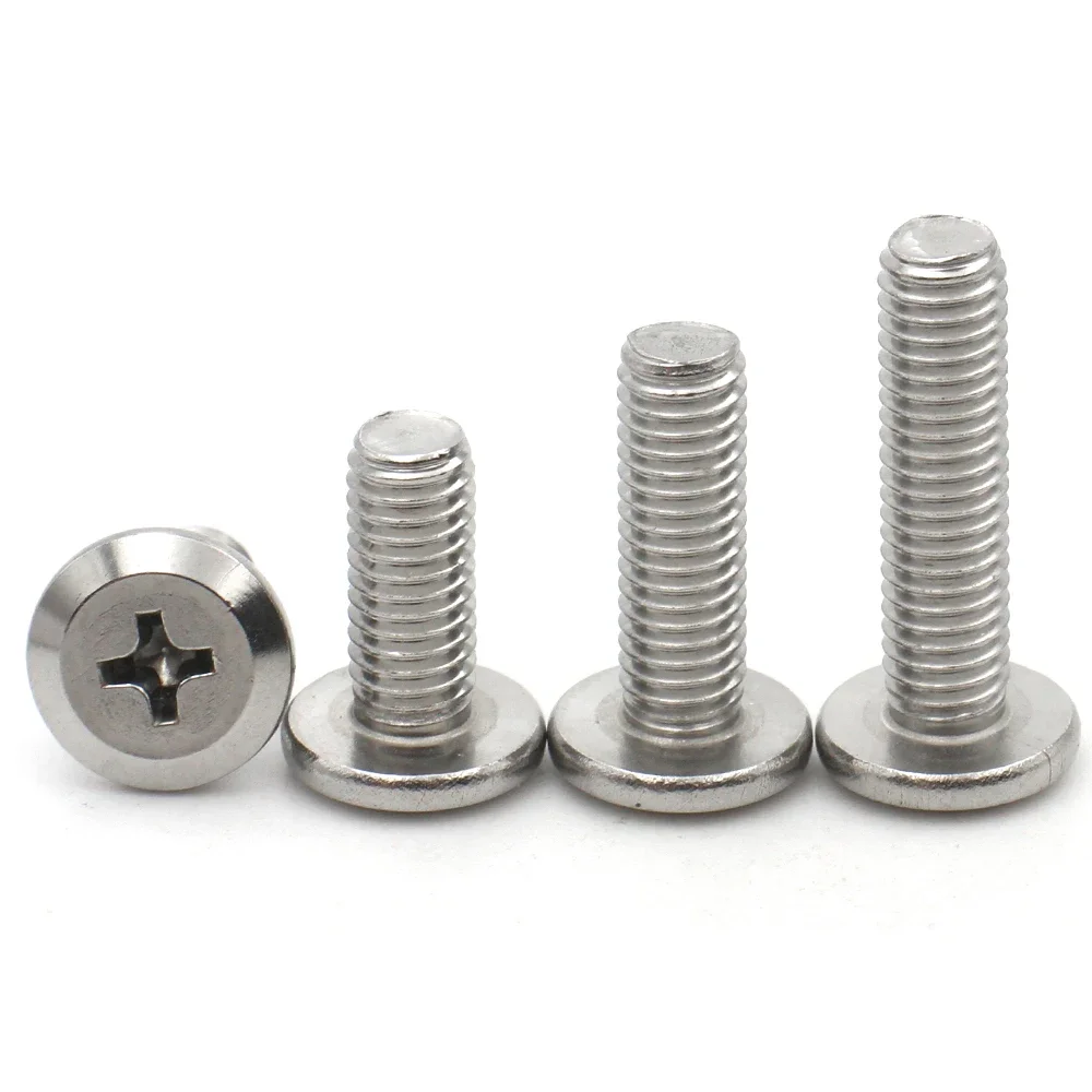 10/20/100pcs M2 M2.5 M3 M4 M5 M6 M8 304 Stainless Steel Cross Recessed Phillips Large Flat Head Screw Bolt Connect Furniture