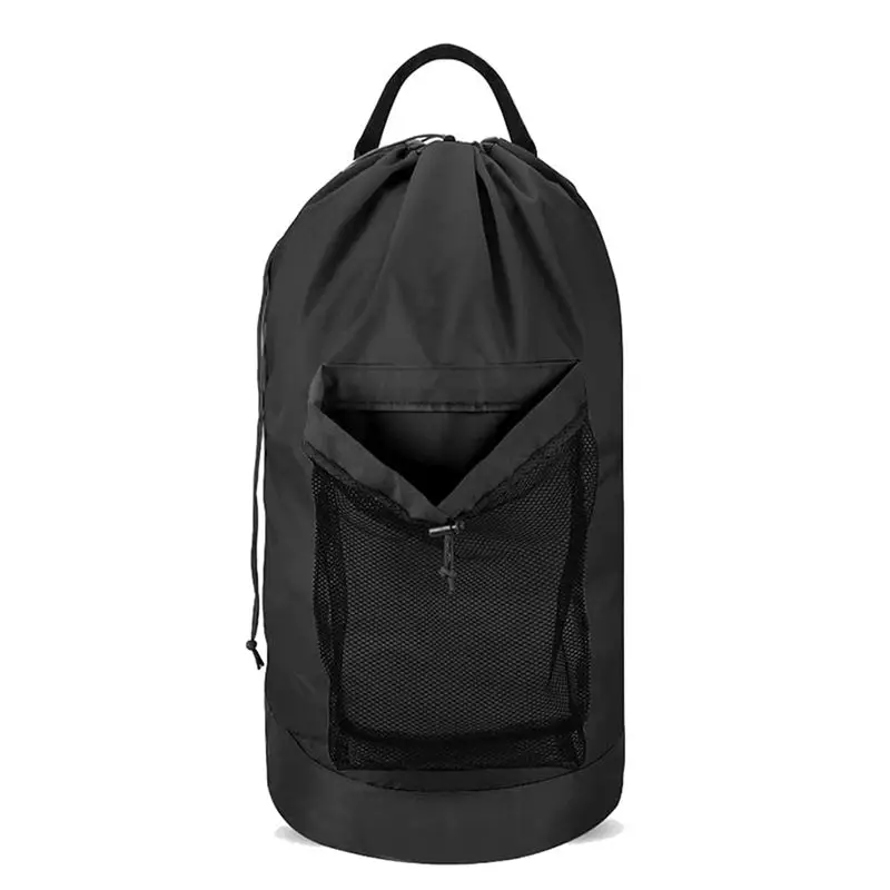 

Популярная трендовая сумка для стирки с плечевыми ремнями и сетчатым карманом, рюкзак для стирки, большая портативная корзина для белья для стирки колледжа