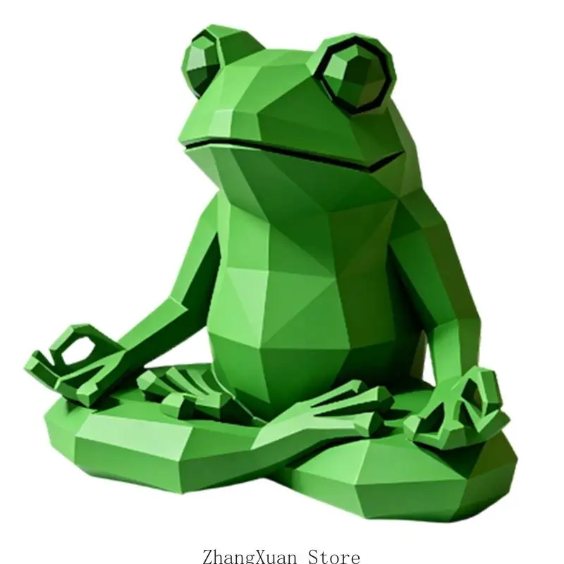 Kleine Frösche Yoga-Statue, geometrische Form, Kunstharz, für Meditationen, Dekorationen für Nachttische oder Arbeitsbereiche – Detail 9