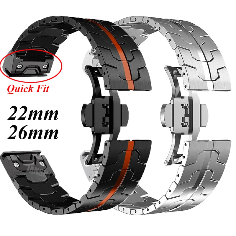 

22mm 26mm Quick Fit Watch Band For Garmin Fenix 8 7X 7 6X Pro 5X Plus Metal Strap Bracelet Forerunner 935 945 955 965 Wristband