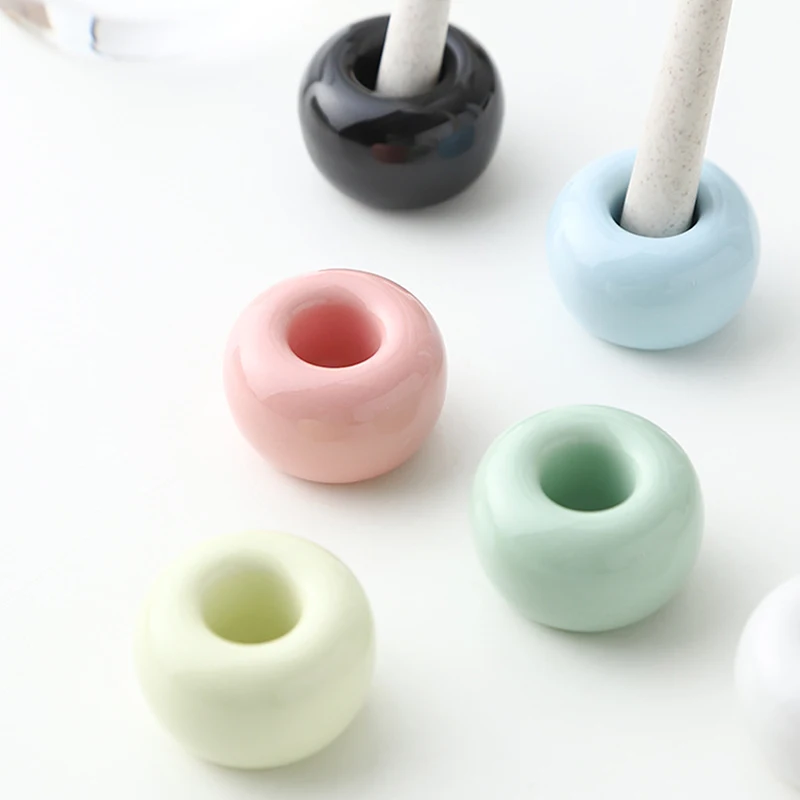 Mini Toothbrush Holder Ceramics Multi-Function Storage Stand Makeup Pen Holder For Home Bathroom Decoration