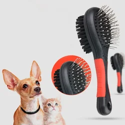 Pet Pet spazzola da bagno a doppia faccia nera cane gatto pettine facce per animali domestici pelliccia strumento per toelettatura per cani a pelo lungo e corto cucciolo 2 taglie