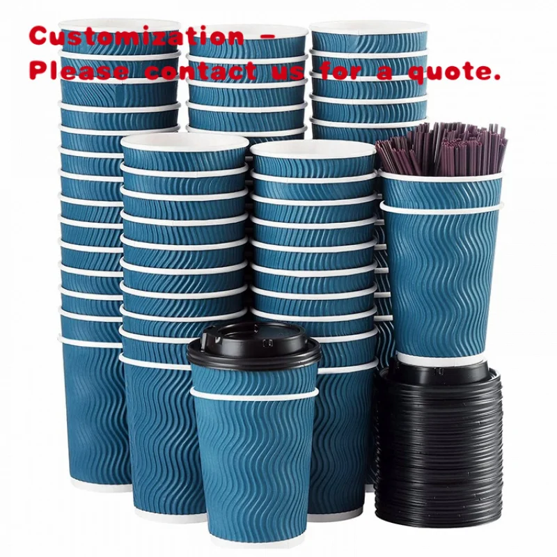 

custom.LOKYO Takeaway Coffee Tea Cups Degradable Biodegradable Ripple Paper Cup Hot Drinks