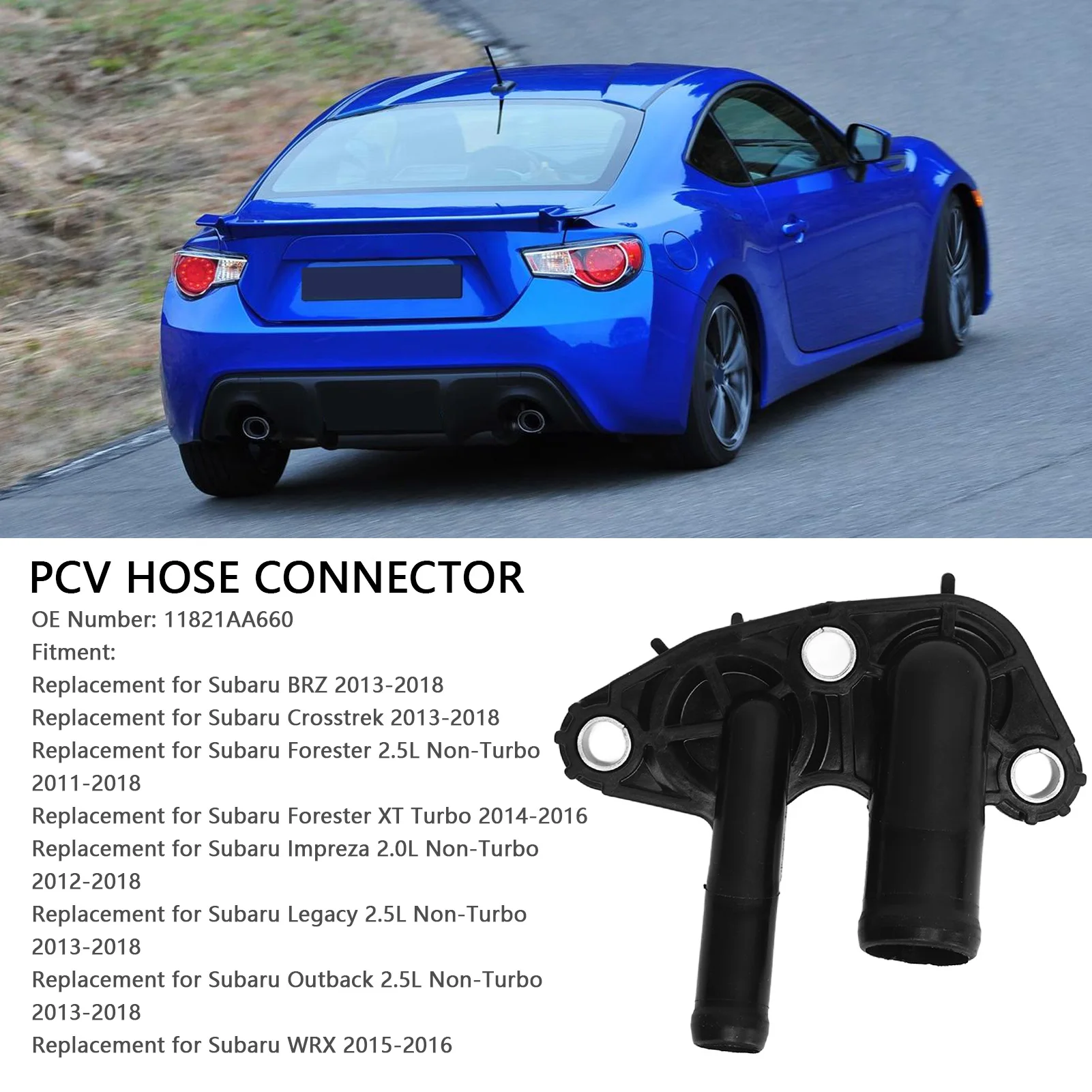 Engine PCV Valve Hose Connector 11821AA660 ABS Material Replacement for   2.5L Non- 2011-2018 Hose Connector