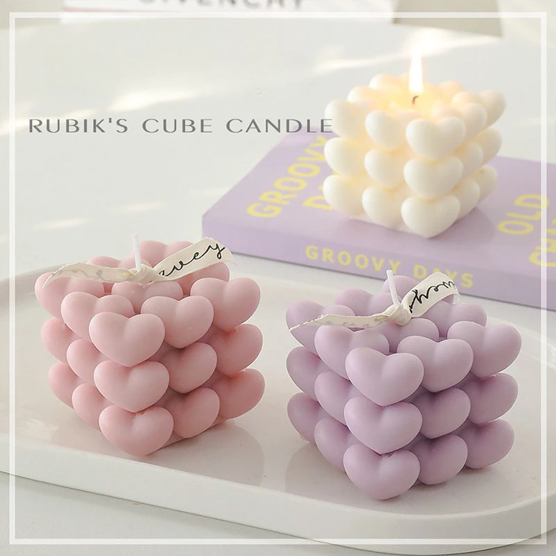 Würfel Liebe Kerze Form Valentinstag Herzförmige Kuchen Mousse Form Gips Aroma Silikon Form Kerze