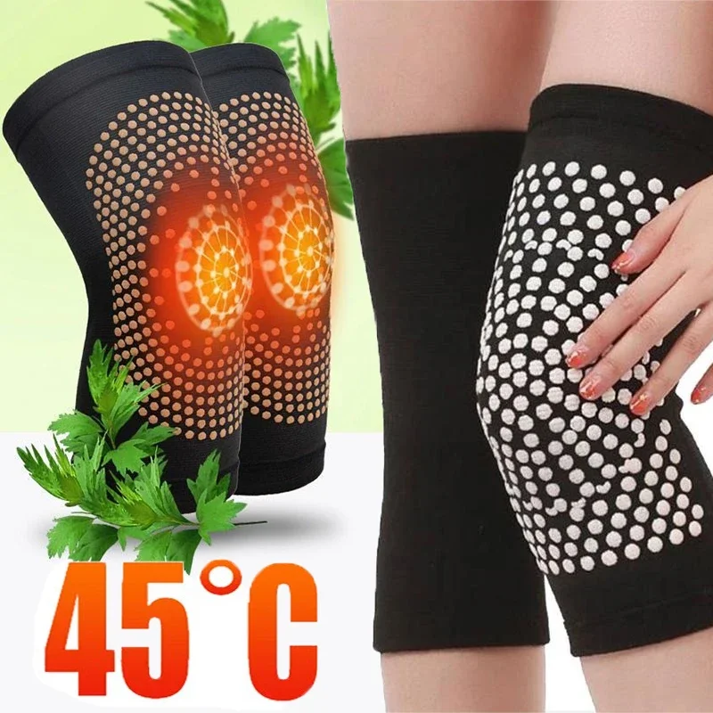 2 Stuks Zelfopwarming Kniebeschermers Pijn Verlichten Bloedcirculatie Verbeteren Ademend Warm Alsem Knie Pad Knie Massager Been Fot warme