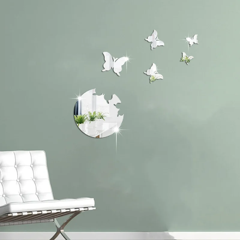 

Creative Butterfly Flying Mirror 3D Wall Sticker Acrylic Decoration Room Background Wall poster mural DIY painting stickers
