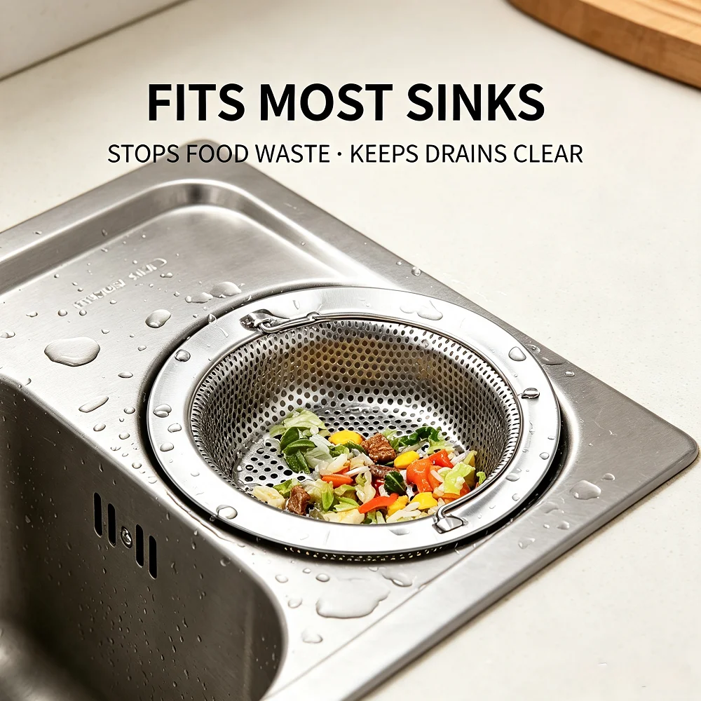 11cm Sink Strainer Kitchen Stainless Steel Grid Filter Drain Hole Filter Mesh Protection Against Clogging Kitchen Accessories