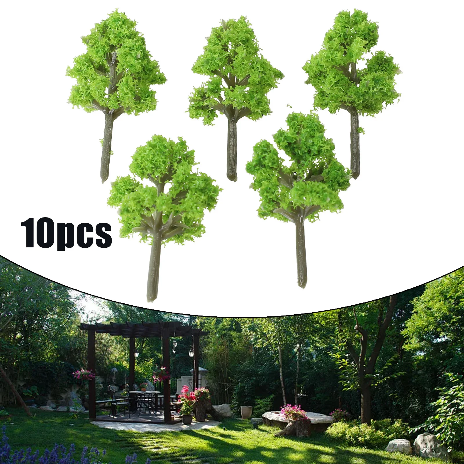 Scene Model Trees Decoration Diorama Display Green Plastic Props Railroad Railway 10pcs 4cm Simulation Supplies