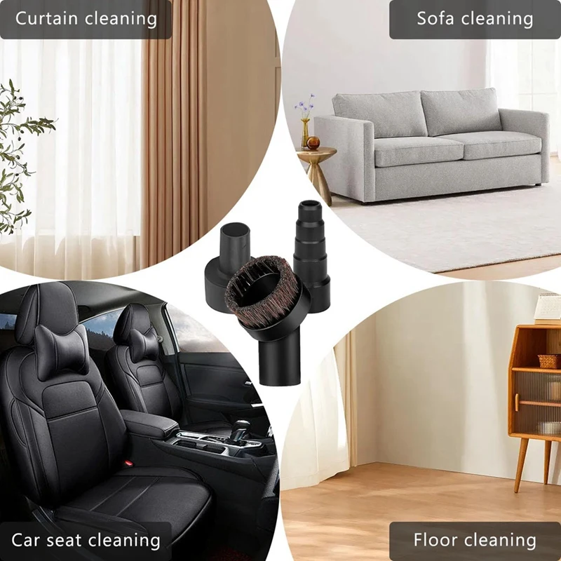 فرشاة فراغية لشعر الحصان ، شعيرات مستديرة ناعمة ، محول خرطوم ، 1 "، 2" من وإلى 1"