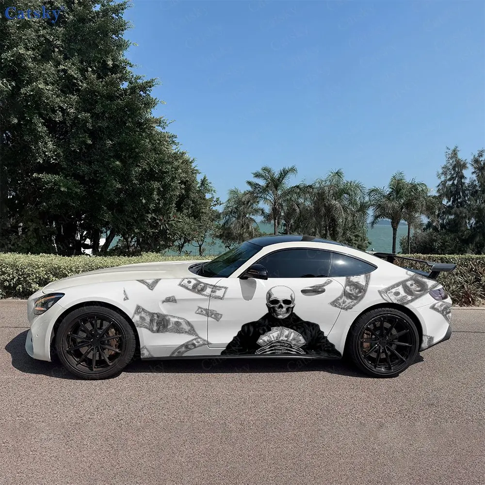 2pcs Money Rain Skeleton King, Durable, Fade-resistant, Enhance Vehicle Aesthetics With Bold Artistic Design