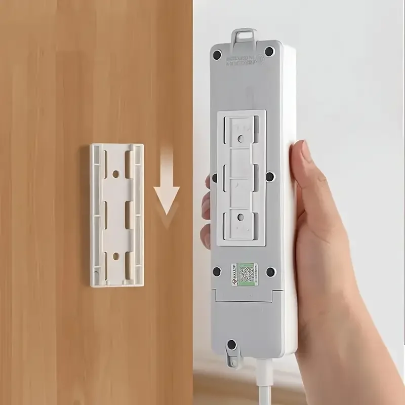 5 Pairs Ultra-Strong Adhesive Power Strip Holder – No Drill, Space-Saving Wall Mount with Cable Management for Home & Office