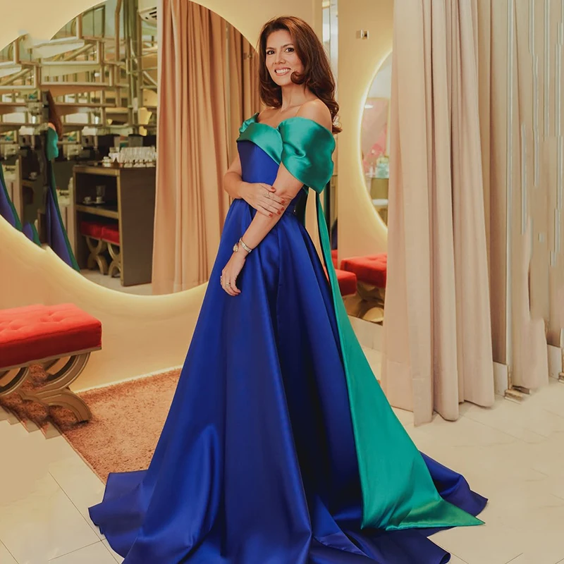 

Thinyfull Forma A-Line Prom Evening Dresses Saudi Arabia Off The Shoulder Party Dress Floor Length Cocktail Prom Gown Customized