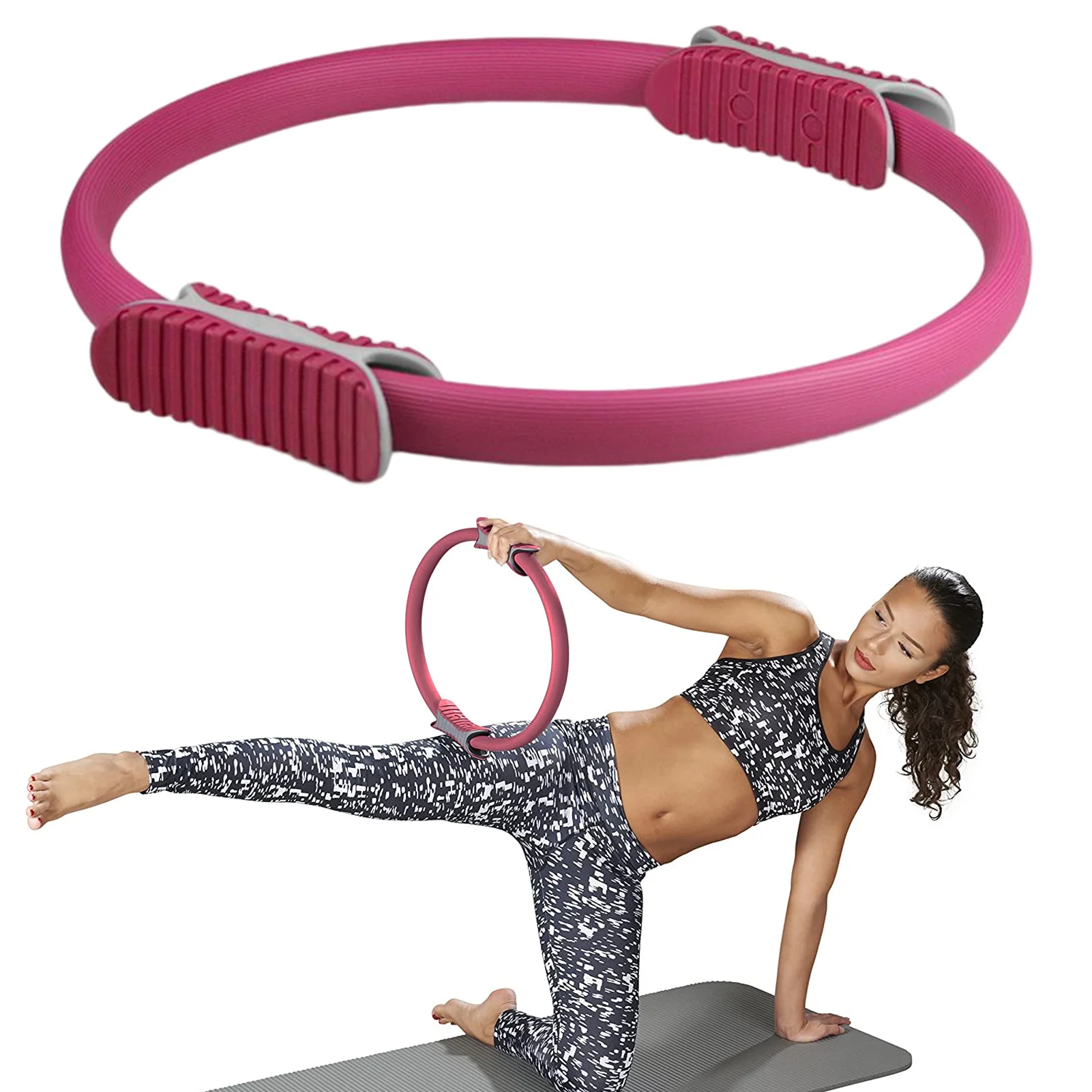 Yoga Ring Double Handle Pilates Ring Portable Fitness Body Ring Women Girl Workout Exercise Circle Resistance Elasticity Circles