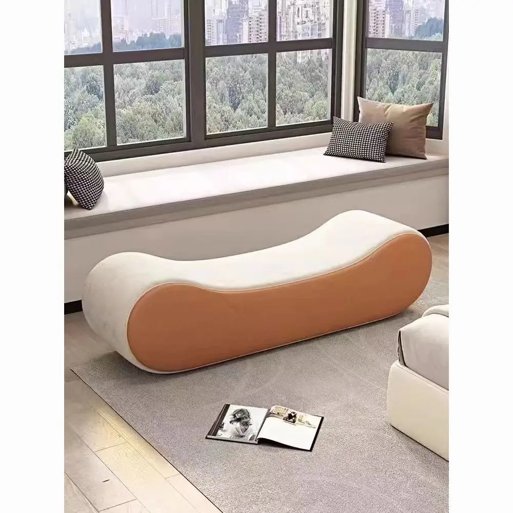 New light luxury curved bedside stool bedroom bedside stool shoe change multi-functional sofa stool cloakroom long strip lady