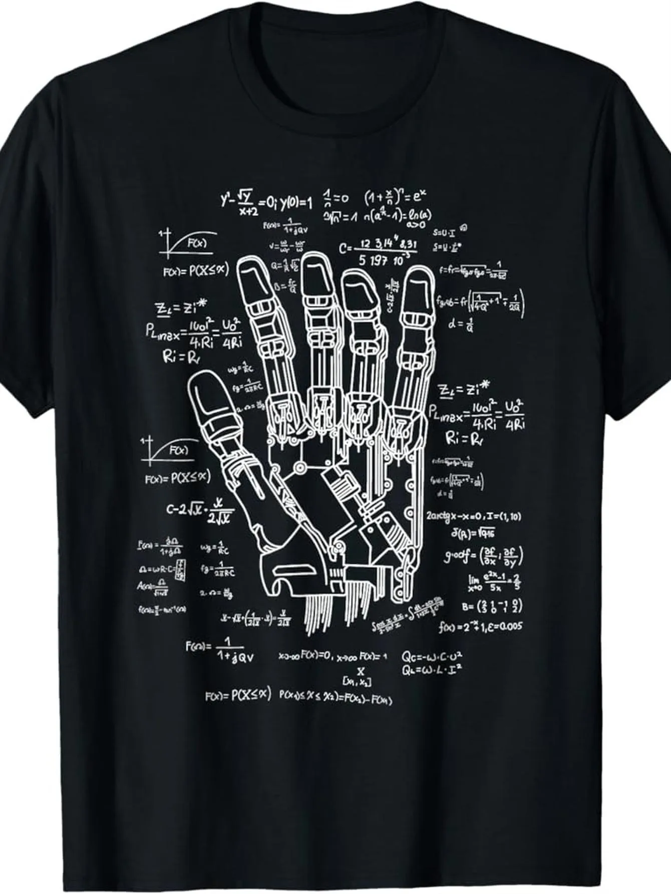 T-Shirt col ras du cou pour hommes, Vintage, ingénieur de Robot, noir avec des dessins techniques blancs, en coton robuste, vêtements pour hommes