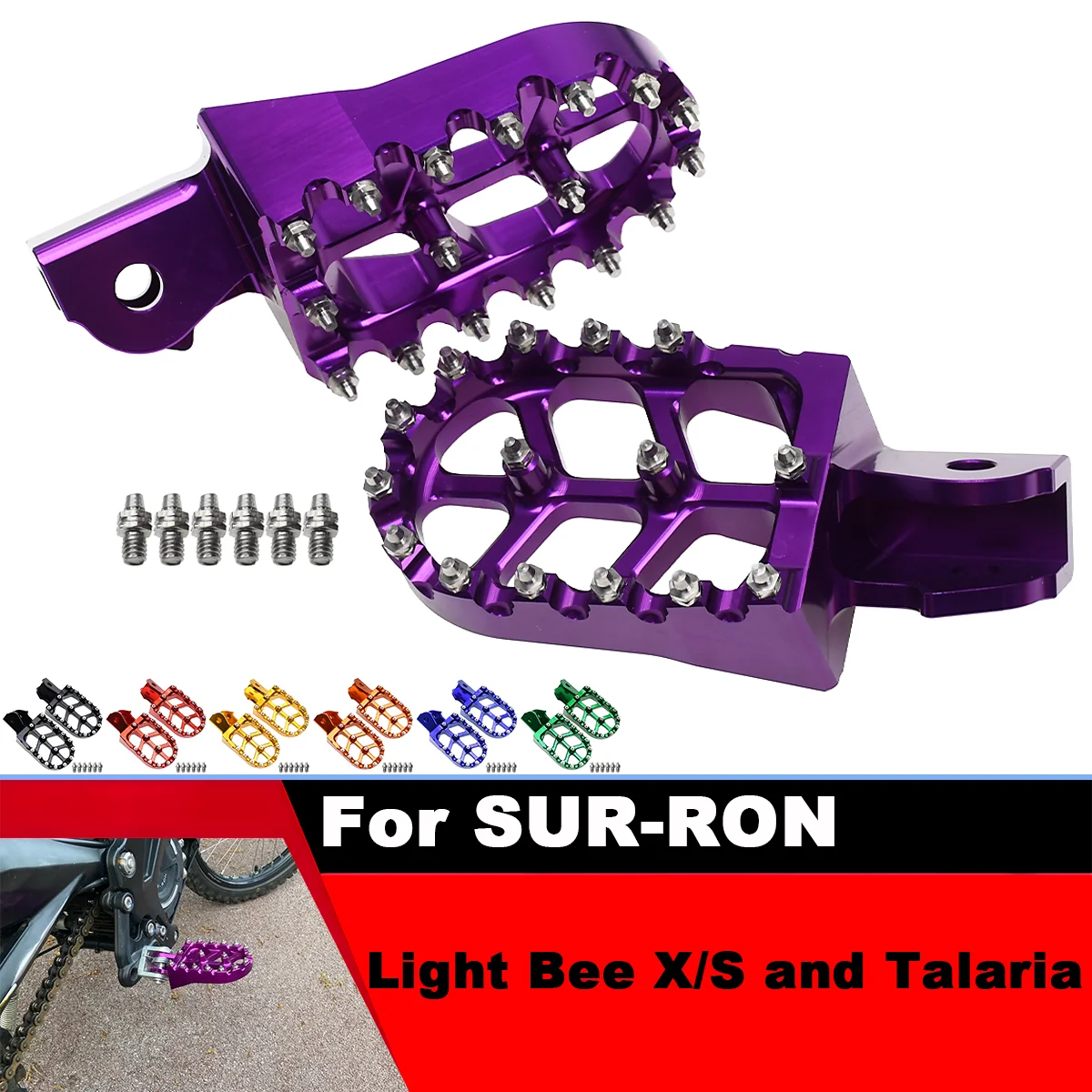 

Motorcycle CNC Aluminium Footpegs Foot Pegs Rests Pedals For SUR-RON Light Bee X/S-Talaria Endurance racing off-road vehicles