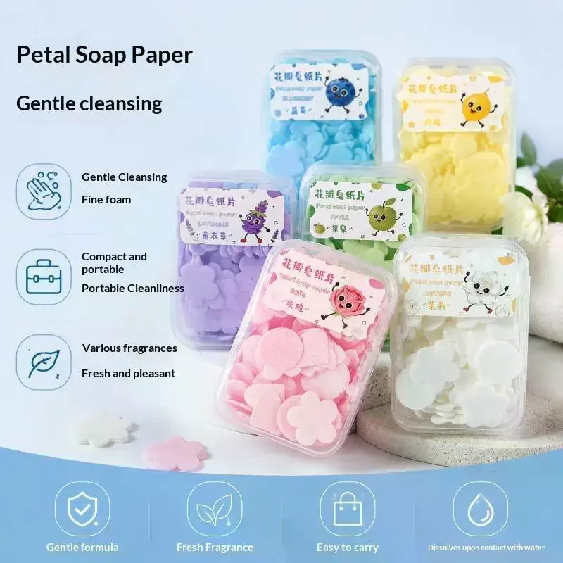10 Box Disposable Travel Soap Leaves Petal Shaped Lathers Instantly Fragrance Options For Hotel Camping Office