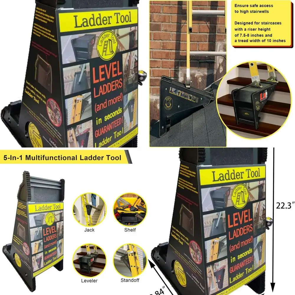 Ladder Leveler,Ladder Jacks,Ladder Stabilizer Tool with Storage Easy to Use for All Surfaces and Uneven Ground