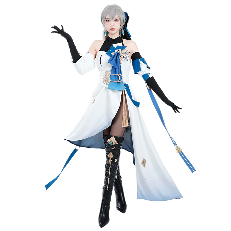 

ROLECOS Bronya Rand Cosplay Costume Game Honkai Star Rail Bronya Rand Women Sexy Blue Dress Party Role Play Outfit Full Set