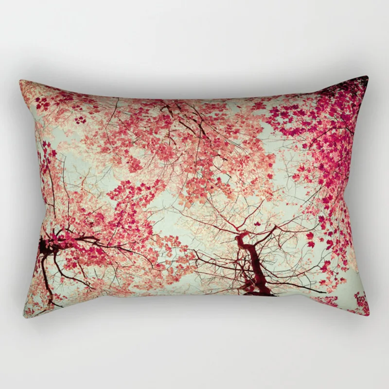 Hot Sale Beauty Flowers and Leaves  Pillow Covers High Quality Short Plush Velvet Rectangle Thick  Pillow Cases