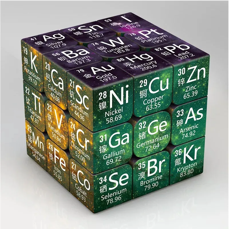 3x3x3 Magic Puzzle Cube Math Chemistry Element Pattern Cube Children\'s Gifts Educational Toys