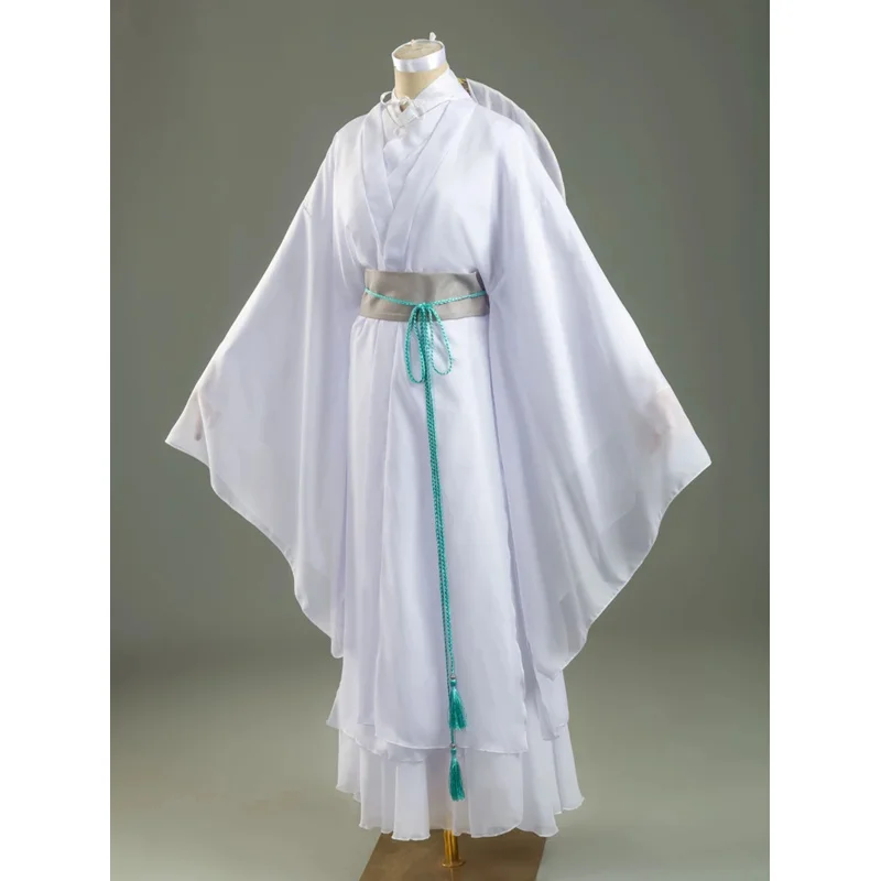 Pelucas de disfraz de Cosplay ss13Tian Guan Ci Fu Xie Lian, sombrero de bambú, traje blanco HanFu, tela de Halloween, bendición oficial del cielo