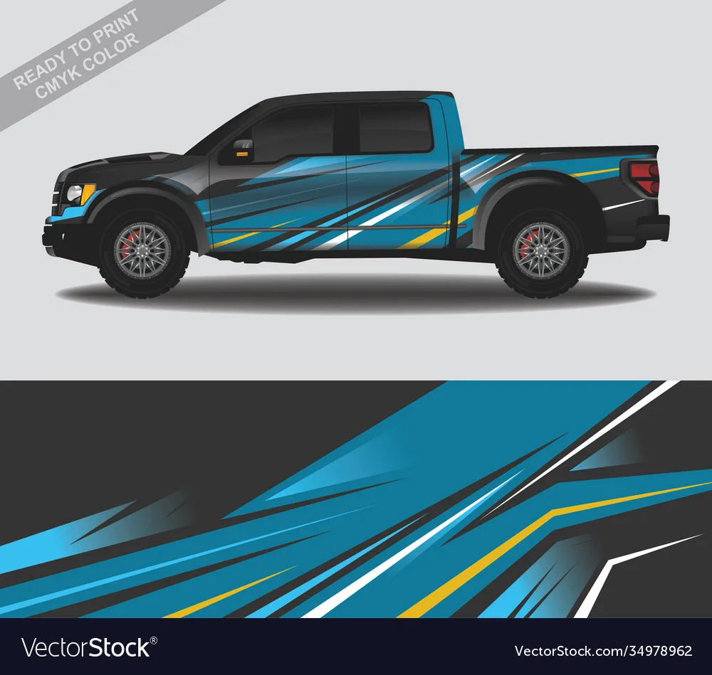 Pickup Blue Car Graphic Decal Full Body Racing Vinyl Wrap Car Full Wrap Sticker Decorative Car Decal Length 400cm Width 100cm