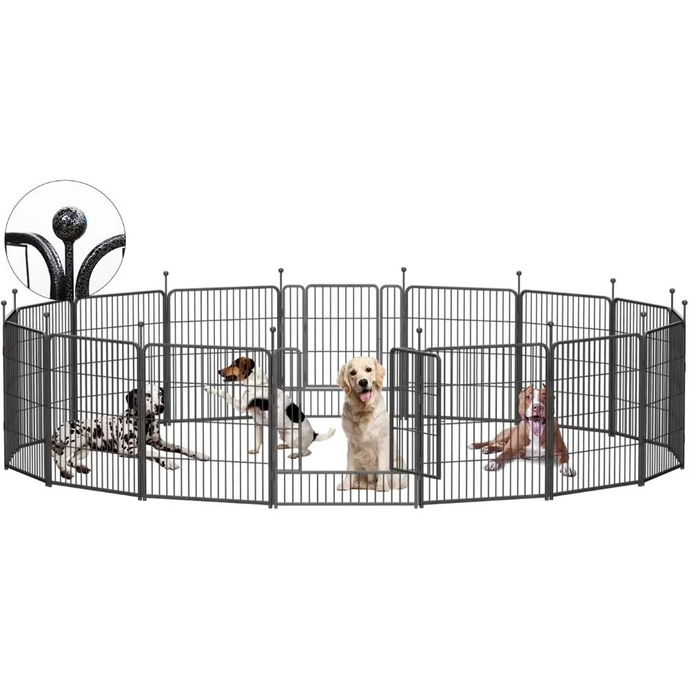 Dog Playpen,32/40/45 Inch Height in Heavy Duty, Folding Indoor Outdoor Anti-Rust Dog Exercise Fence, Portable Pet Playpen