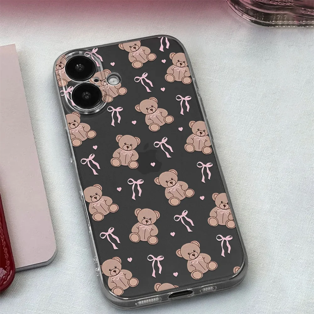 Phone Case For Samsung Galaxy S25 S26 S24 S21 S23 Plus FE Note 20 Ultra A53 A56 A55 A36 A54 Shockproof Soft Teddy Bear Bow Cover - view 6