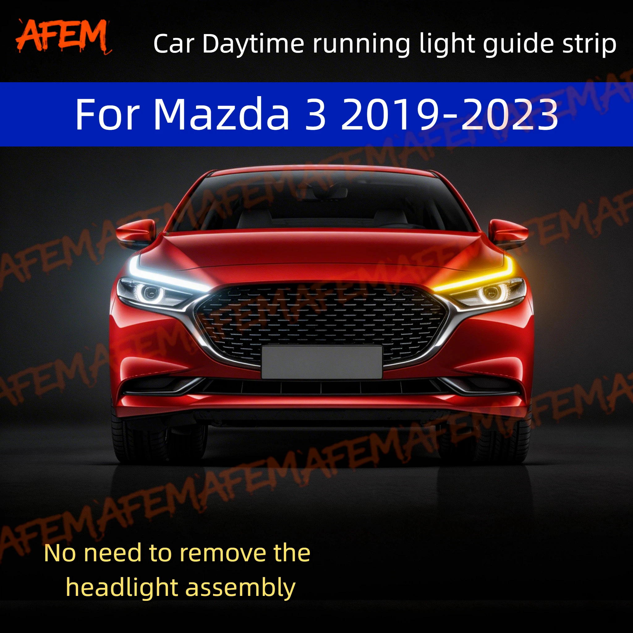 2 Stück Auto-DRL-Tagfahrlicht mit Start-Scan-Stil und sequenziellem Blinker, ultradünn, für Mazda 3 2019-2023