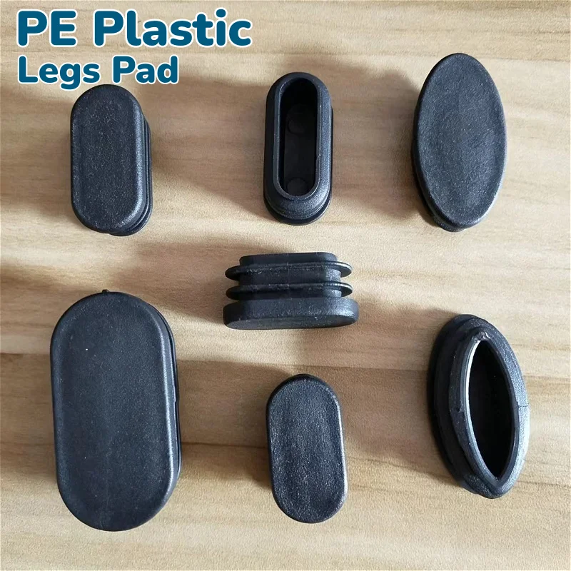 Black PE Plastic Oval Tube Insert Plug Pipe Hole Cover Furniture Table Foot Tip Chairs Legs Pad Floor Protector Mat