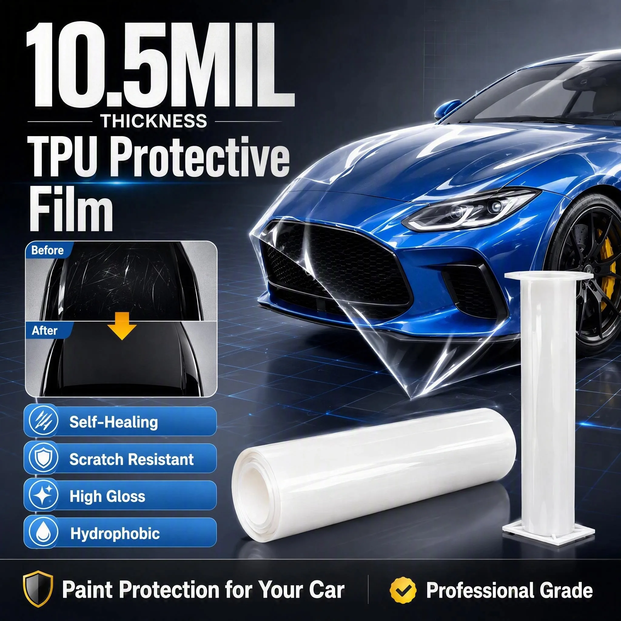 Car Wrap Film TPU Paint Protection Film Transparent PPF Self Healing Anti Scratch Invisible Protective Foil Auto Car Access