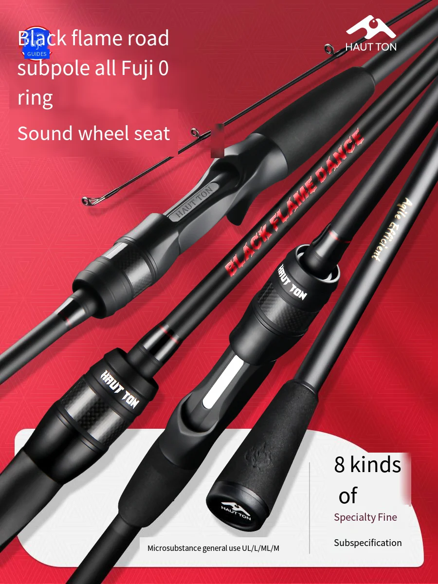 

HUATTON-FUJI Carbon Fishing Rod, Black Spinning Rod, Casting, Ultralight Carp Pole, Lure River,1.68M,1.8m,1.98M,2.1M, UL, L,ML,M