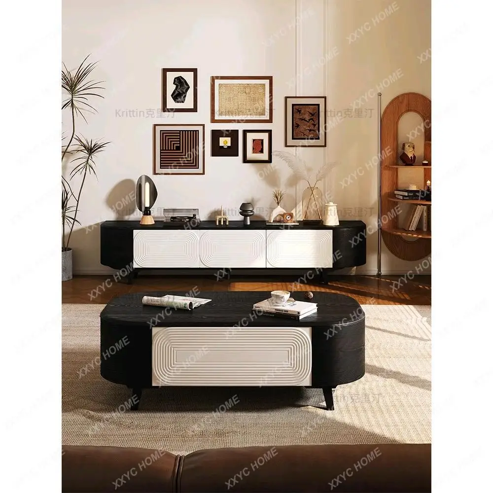 

Комбинация тумбы под телевизор и журнального столика Hretro из массива дерева в средневековом и старинном стиле