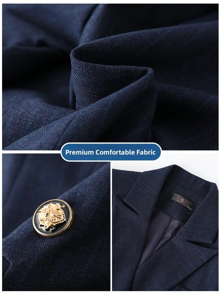 ชุดสูทผู้หญิงลายทาง แจ็คเก็ตมืออาชีพสำหรับพนักงานต้อนรับ ชุดทำงานฤดูใบไม้ร่วงฤดูหนาว ชุดทำงานระดับไฮเอนด์ ชุดทำงานทางการสำหรับผู้หญิงทำงาน