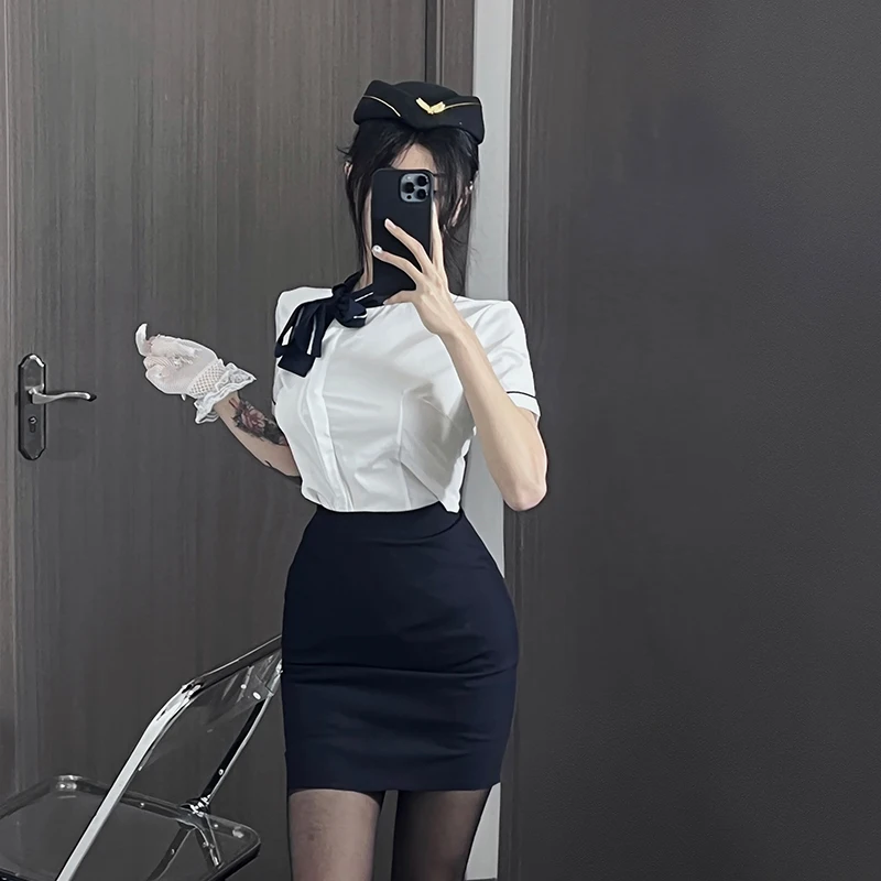 Costume da segretaria sexy loween Cosplay Air Host Stage Performance Nightclub orm Insegnante Outfit Faion da donna