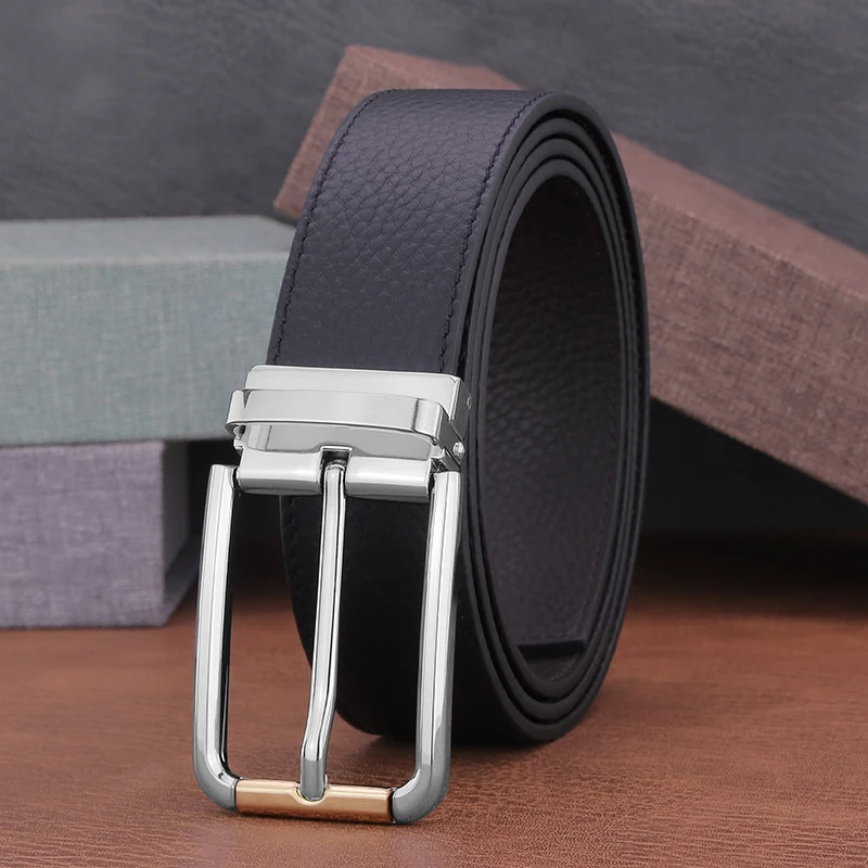 

Genuine leather men belt pin buckle designer belts black luxury famous brand high quality Casaul wear ceinture homme