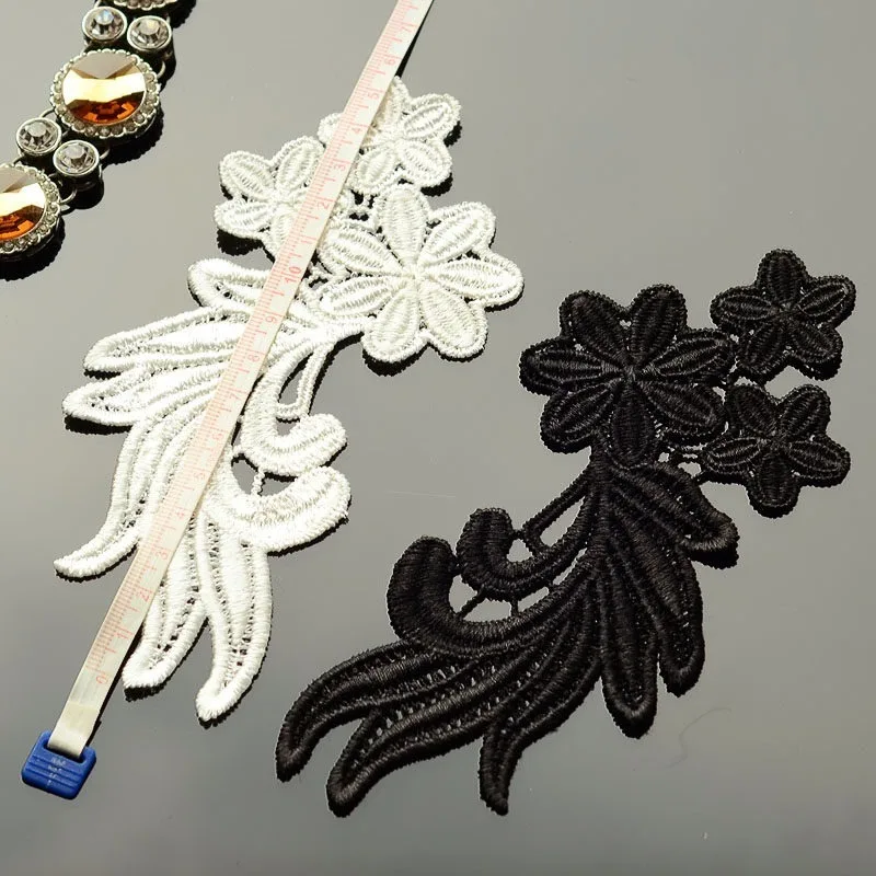 1Pairs Classic Black and White Embroidery Lace Decal Fabric Accessories Handmade DIY Headwear Wedding Dress Decoration Materials