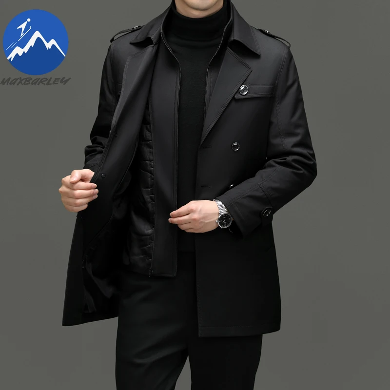 COMXZ Daily Wear Trench Coat Men 2025 Autumn Fashion Korean Solid Color Button Windbreaker Trenchcoat High Quality Long Overcoat