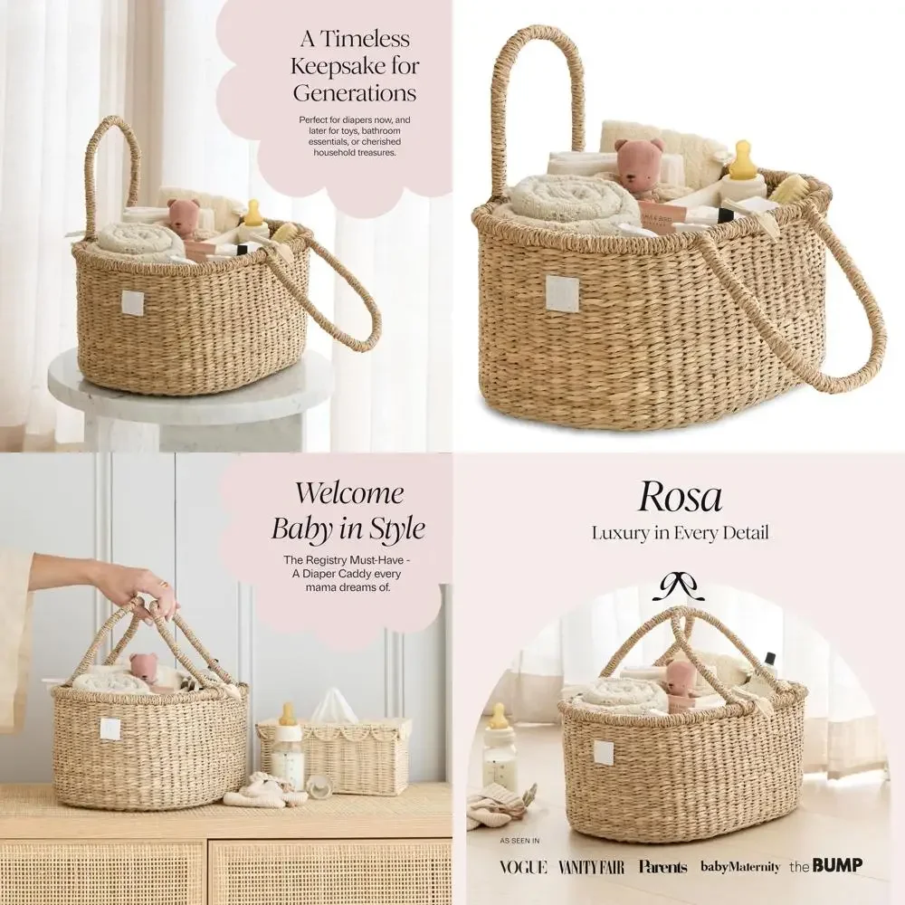 

Органайзер для детских подгузников премиум-класса — корзина из морских водорослей, изготовленная вручную с хлопковым разделителем — наградная и роскошная подгузник Caddy Bas