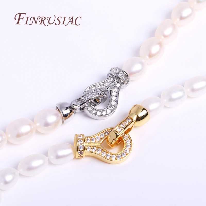 Classic 18K Gold Plated Pearl Clasps For Necklace Making,Inlaid Zircon Connector Bead Clasps Fastener DIY Jewelry Making